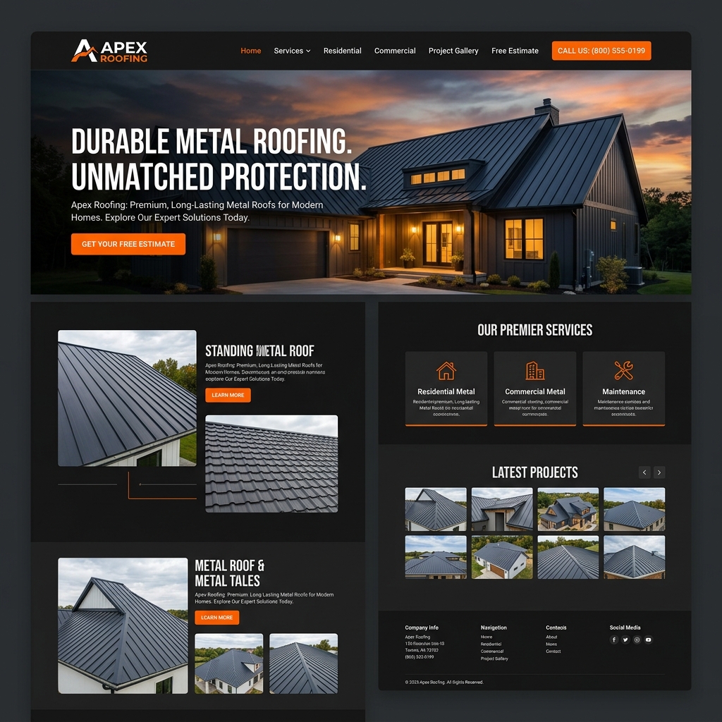 Apex Roofing website screenshot