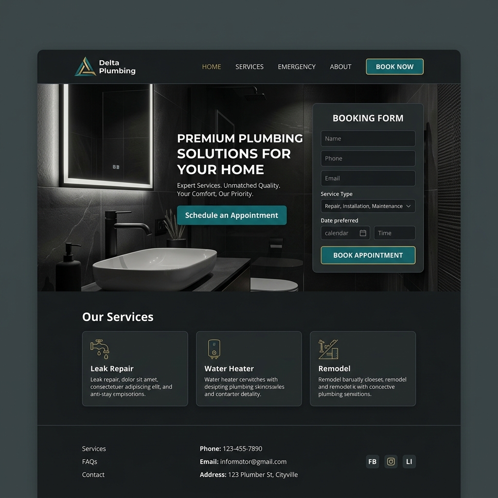 Delta Plumbing website screenshot