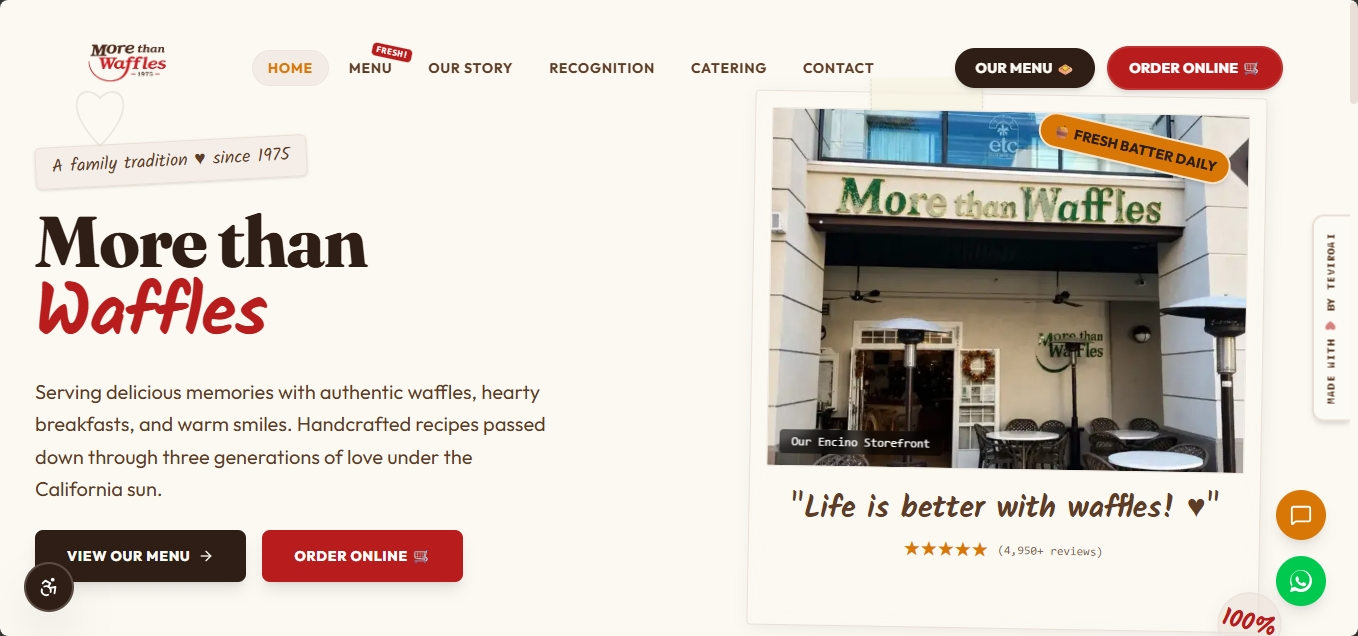 More Than Waffles website screenshot