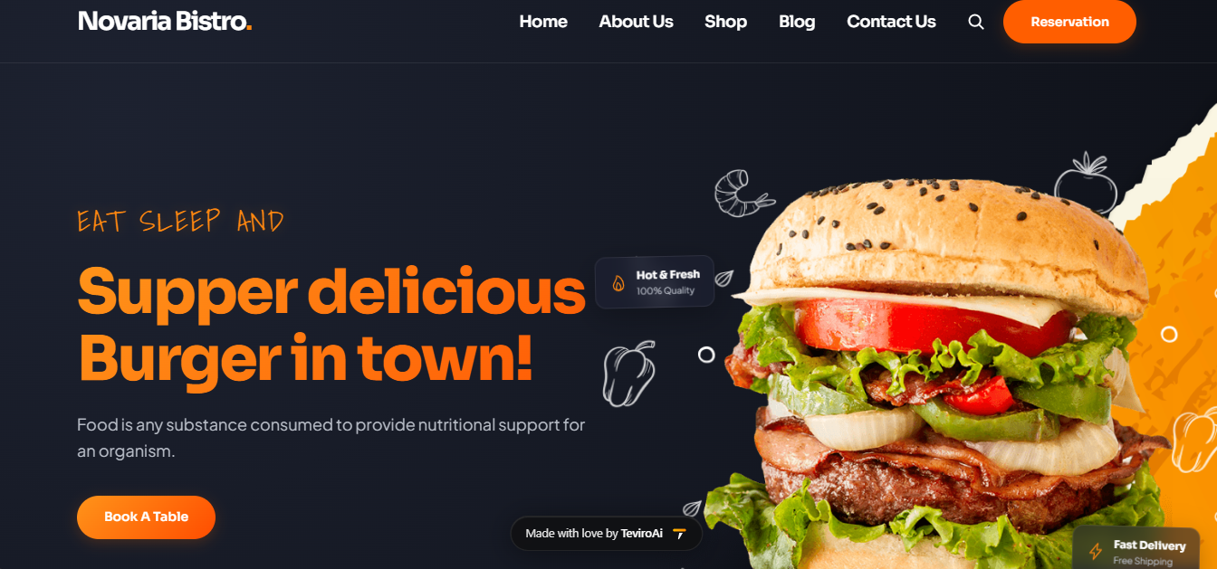 Novaria Bistro Website Screenshot