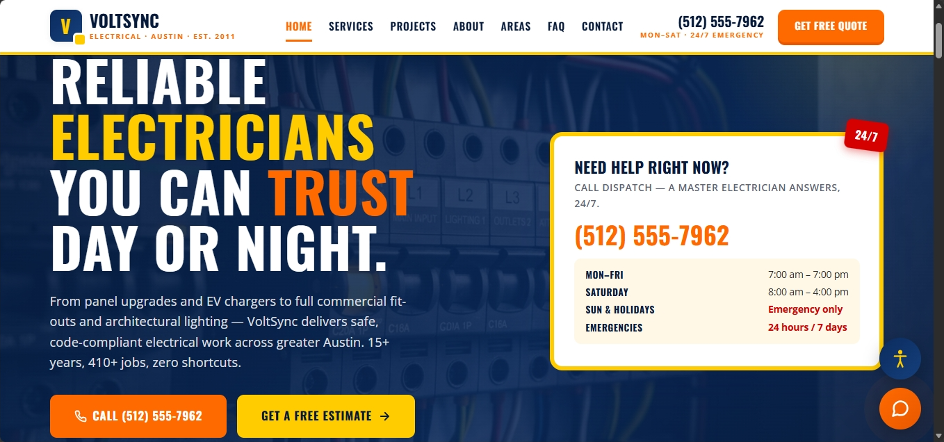 VoltSync Electrical Website Screenshot